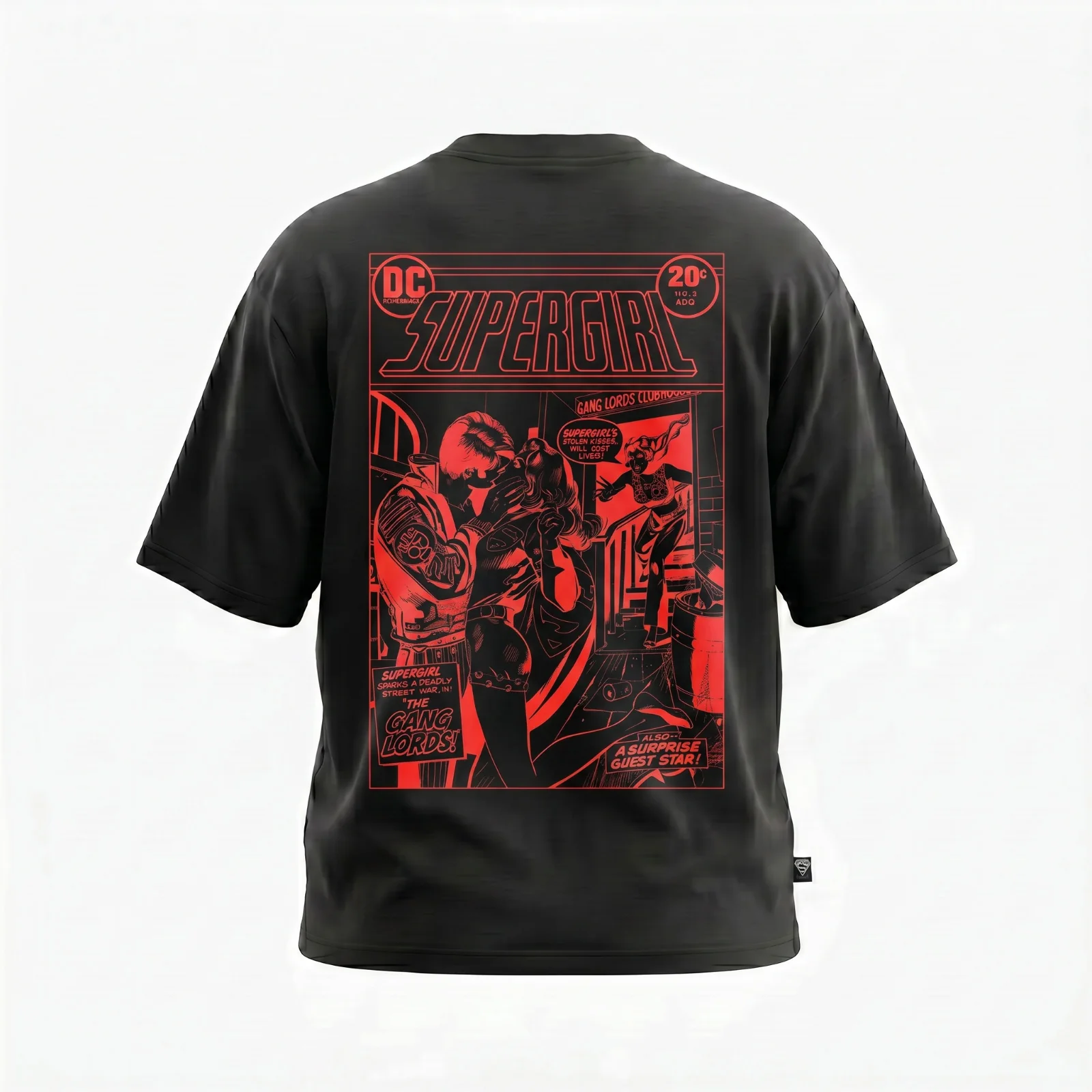 Supergirl Kiss (Superman x Joseph Klibansky) T-Shirt Black - Image 3